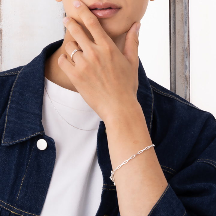 シルバーペーパークリップチェーンブレスレット