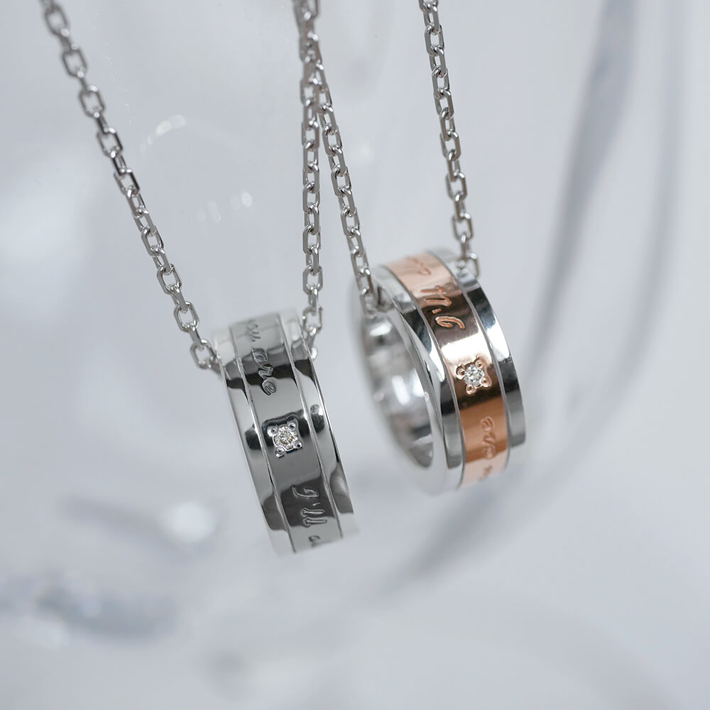 ラバーズシーン リングタイプ ダイヤモンド ペアネックレス