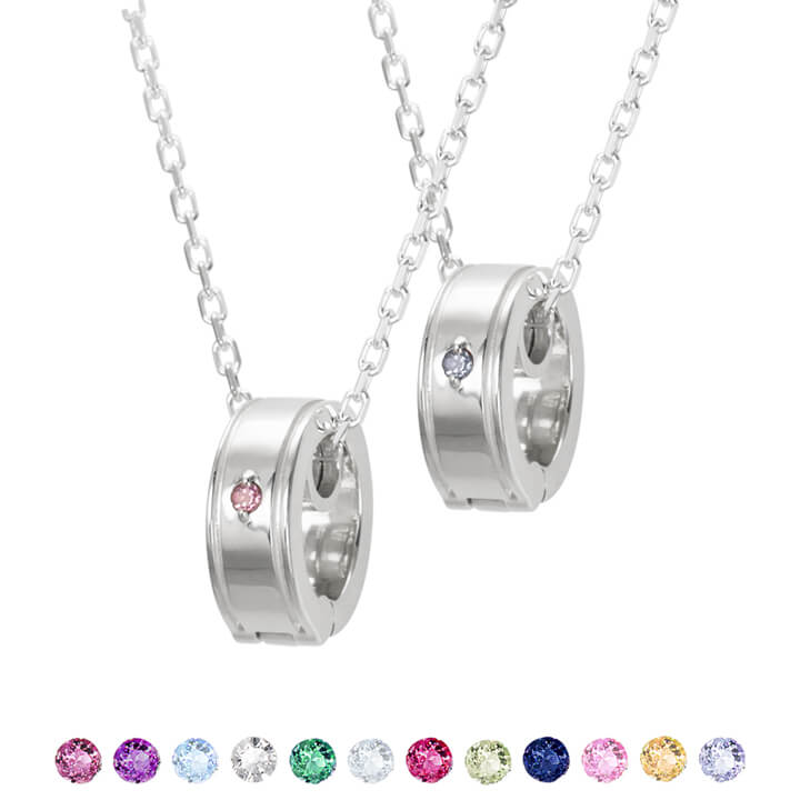 誕生石/刻印可能 リングホルダーペアネックレス