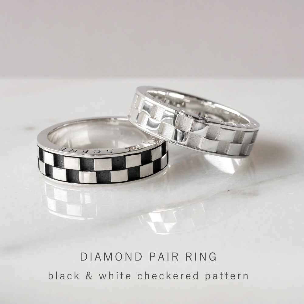 LOVERS SCENE　ラバーズシーン　チェック柄ダイヤモンド付きペアリング