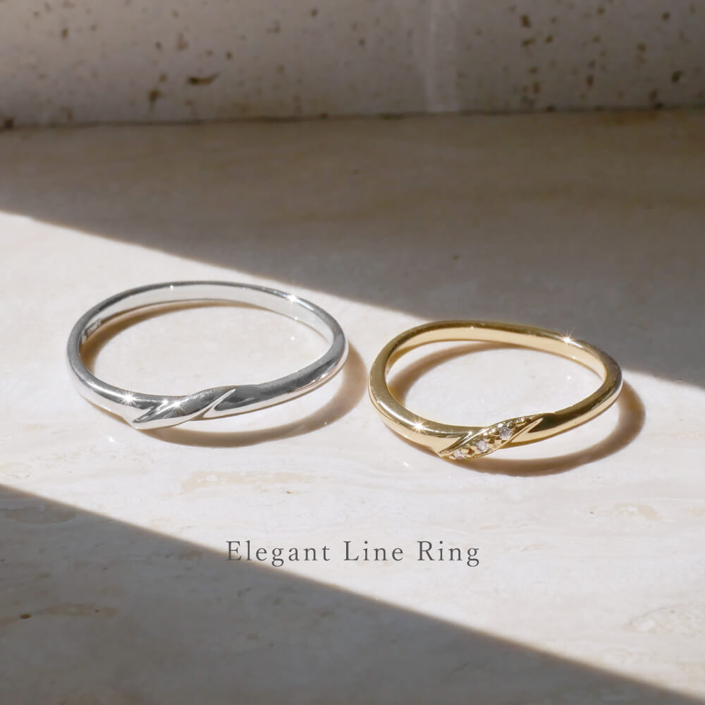 K18、プラチナ950、0.04カラット刻印 ELLE 10号リング K18