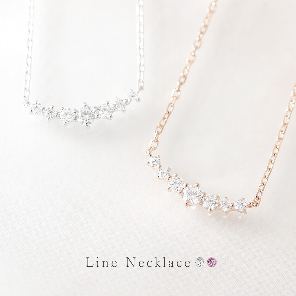 キュービックジルコニア ラインネックレス