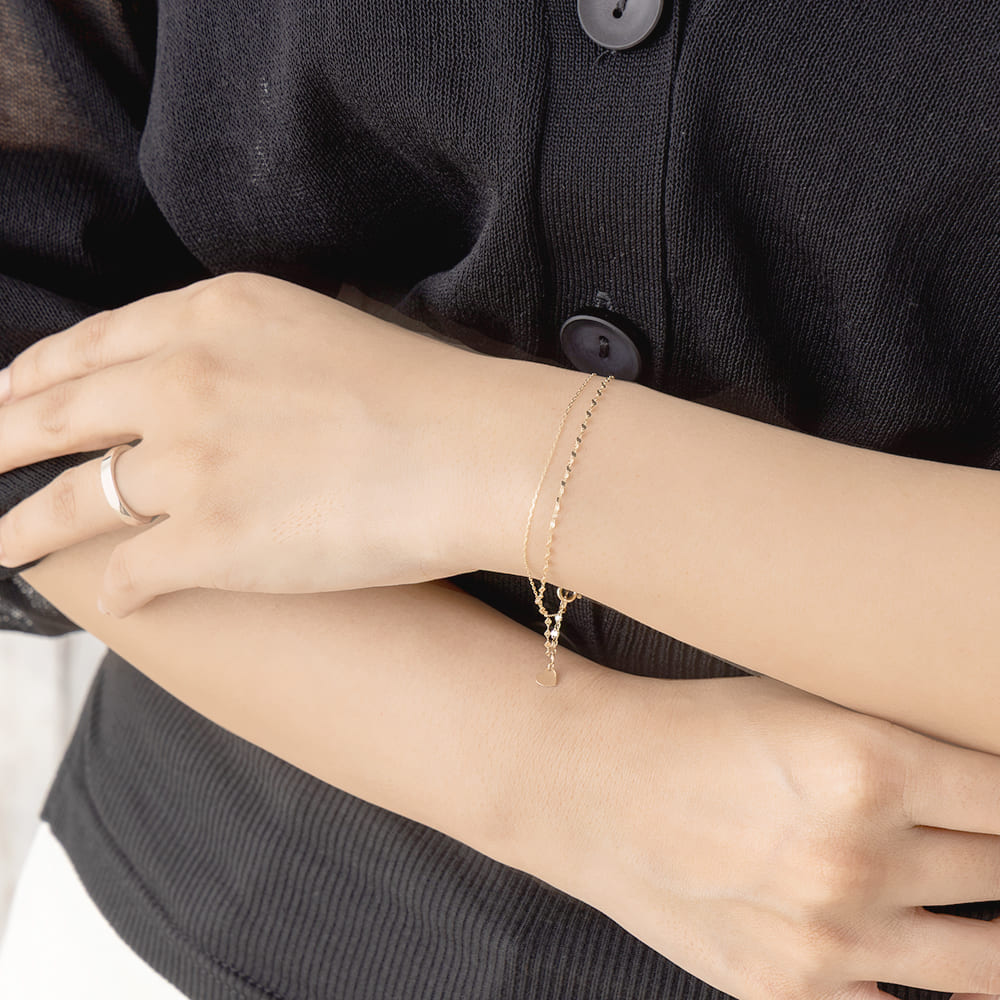 エクレアチェーン 2連ブレスレット 10金イエローゴールド RTB7008 RITA