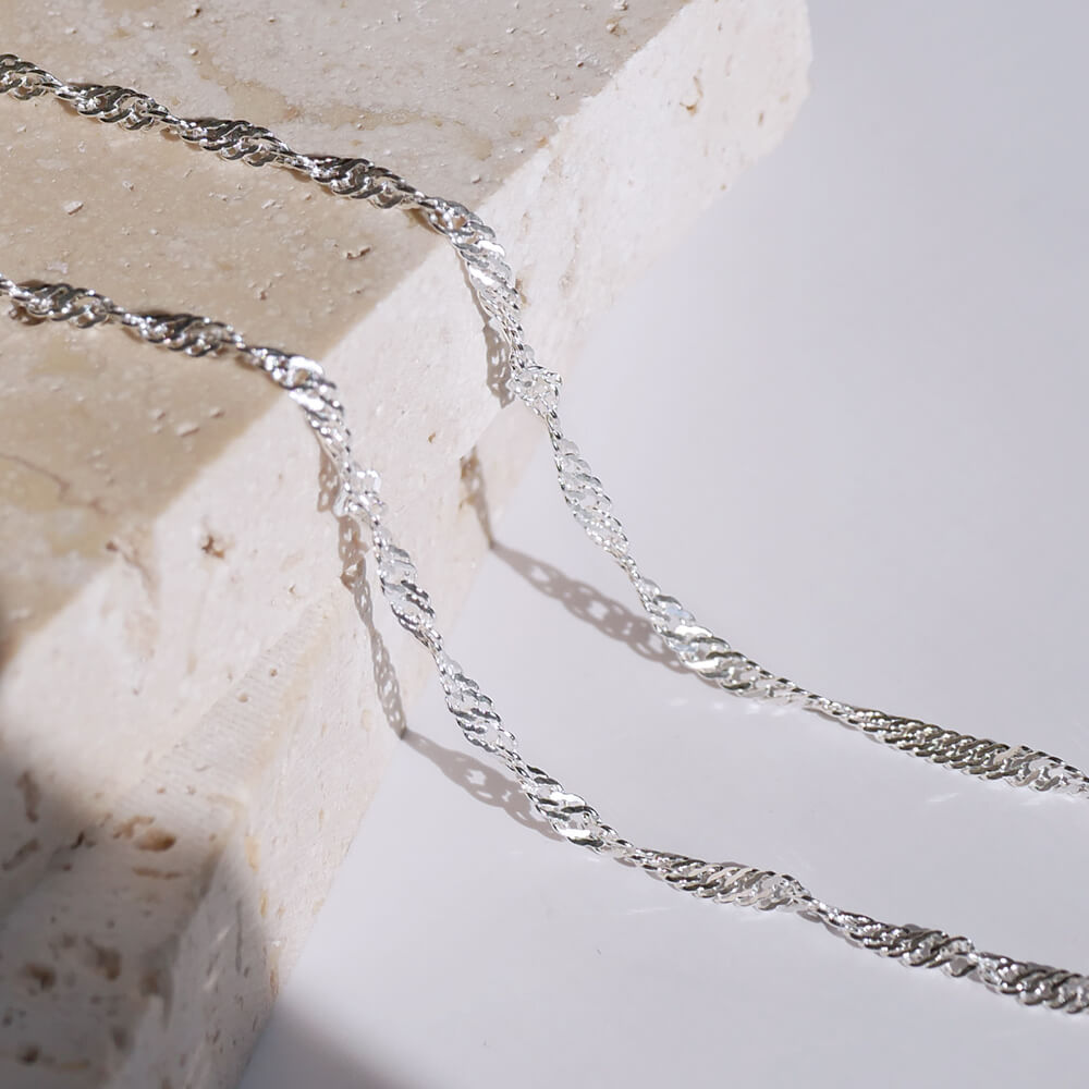 即日発送】シルバー スクリューチェーン 長さ 40cm 45cm 50cm 55cm 太